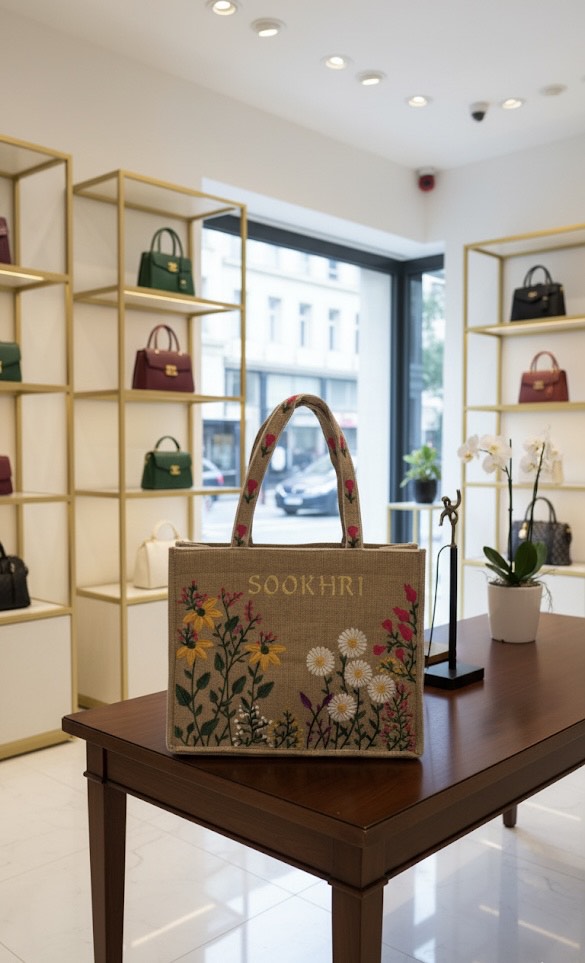 Floral Grace Embroided Tote Bag | For Women