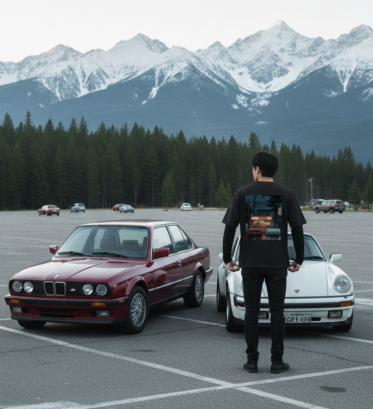 Vintage Car Silhouette T-Shirt for Men | Modern Streetwear