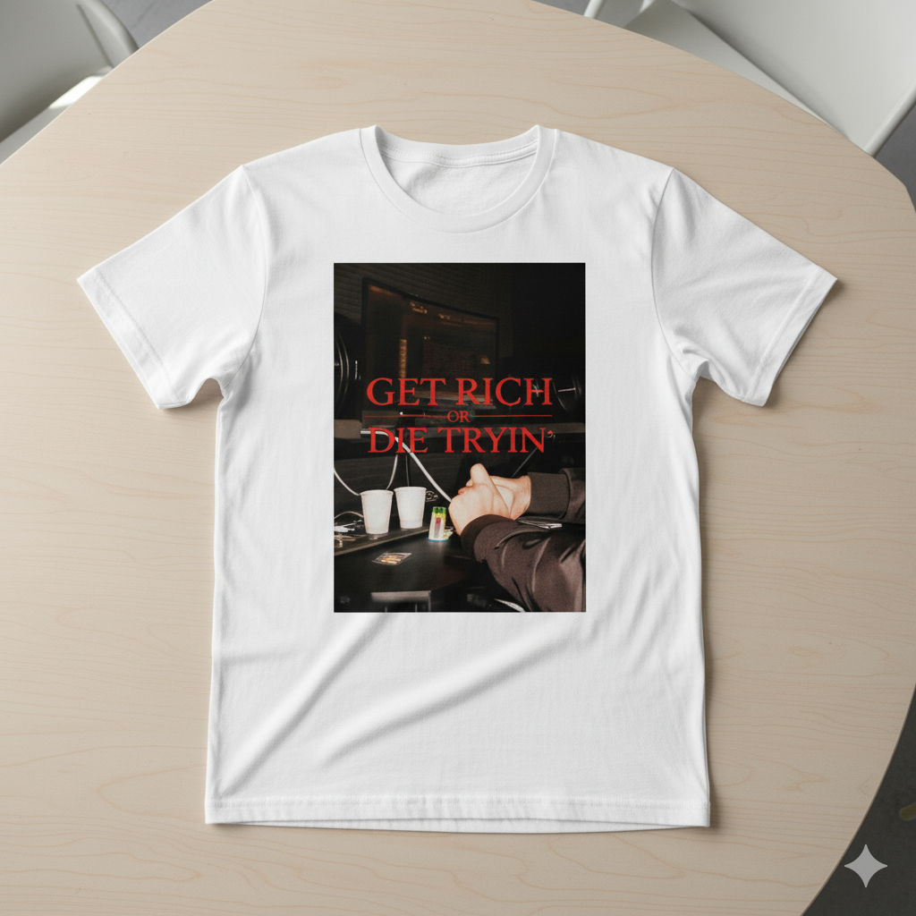 Men's "GET RICH OR DIE TRYIN'" Graphic T-Shirt | Classic Hip Hop Quote Tee