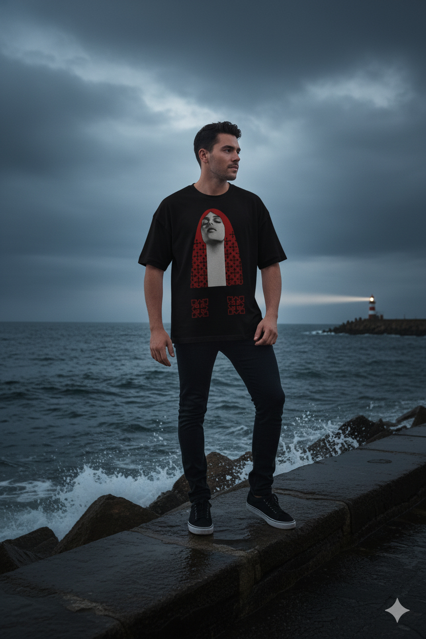 Arabic Script Art Print Shirt – Premium Black Cotton Streetwear Tee