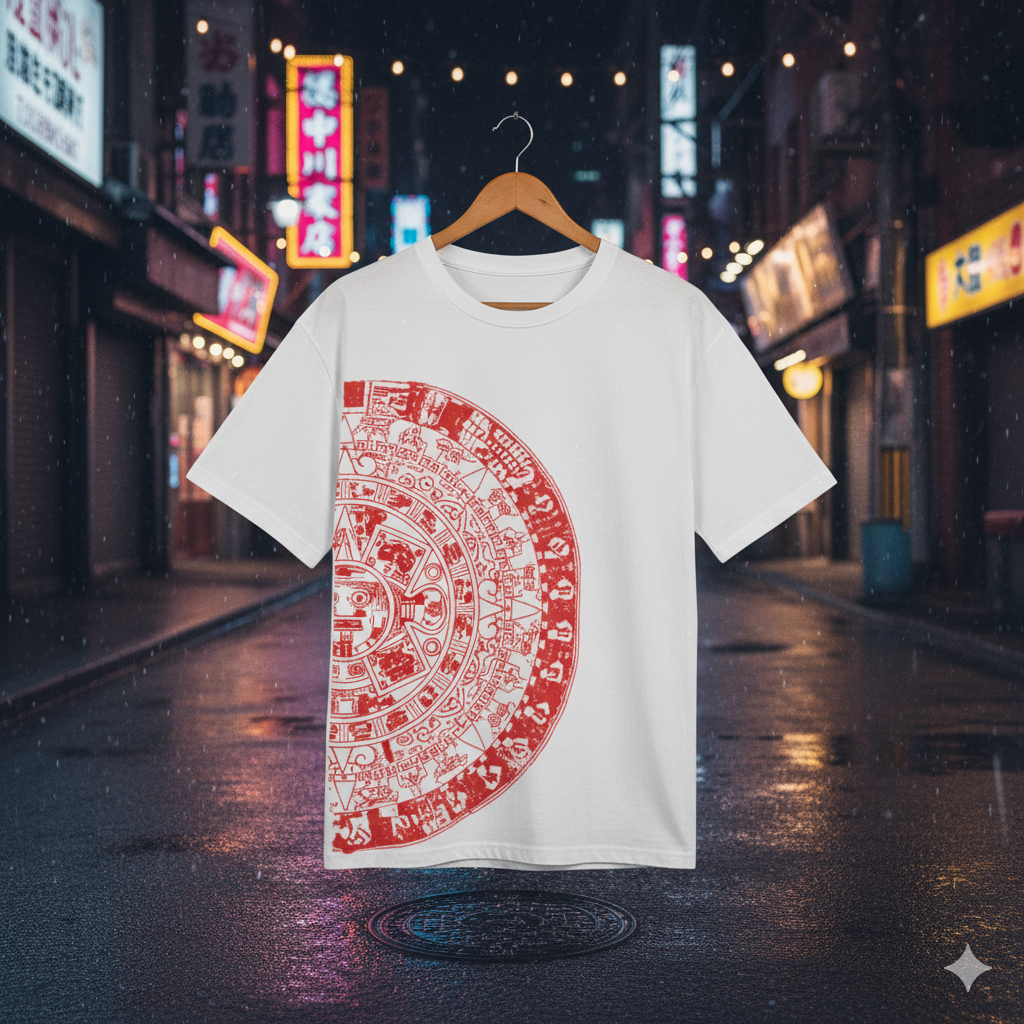 Modern Graphic T-Shirt – Unique Red Circular Print Streetwear