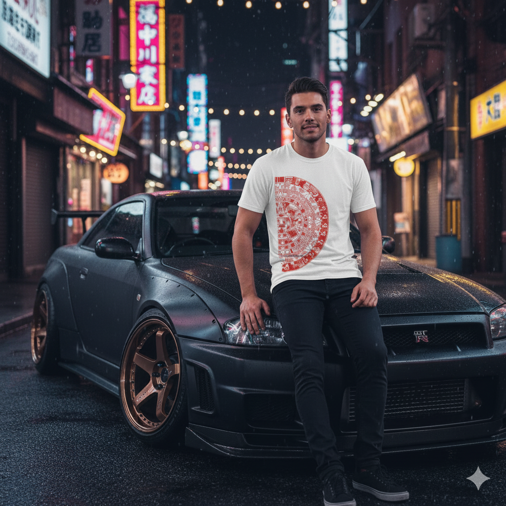 Modern Graphic T-Shirt – Unique Red Circular Print Streetwear