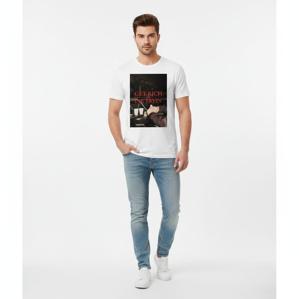 Men's "GET RICH OR DIE TRYIN'" Graphic T-Shirt | Classic Hip Hop Quote Tee